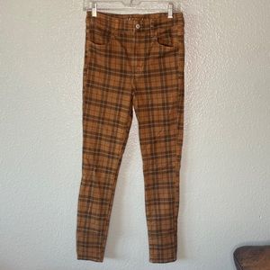American Eagle Plaid Mustard Yellow and Black Pants